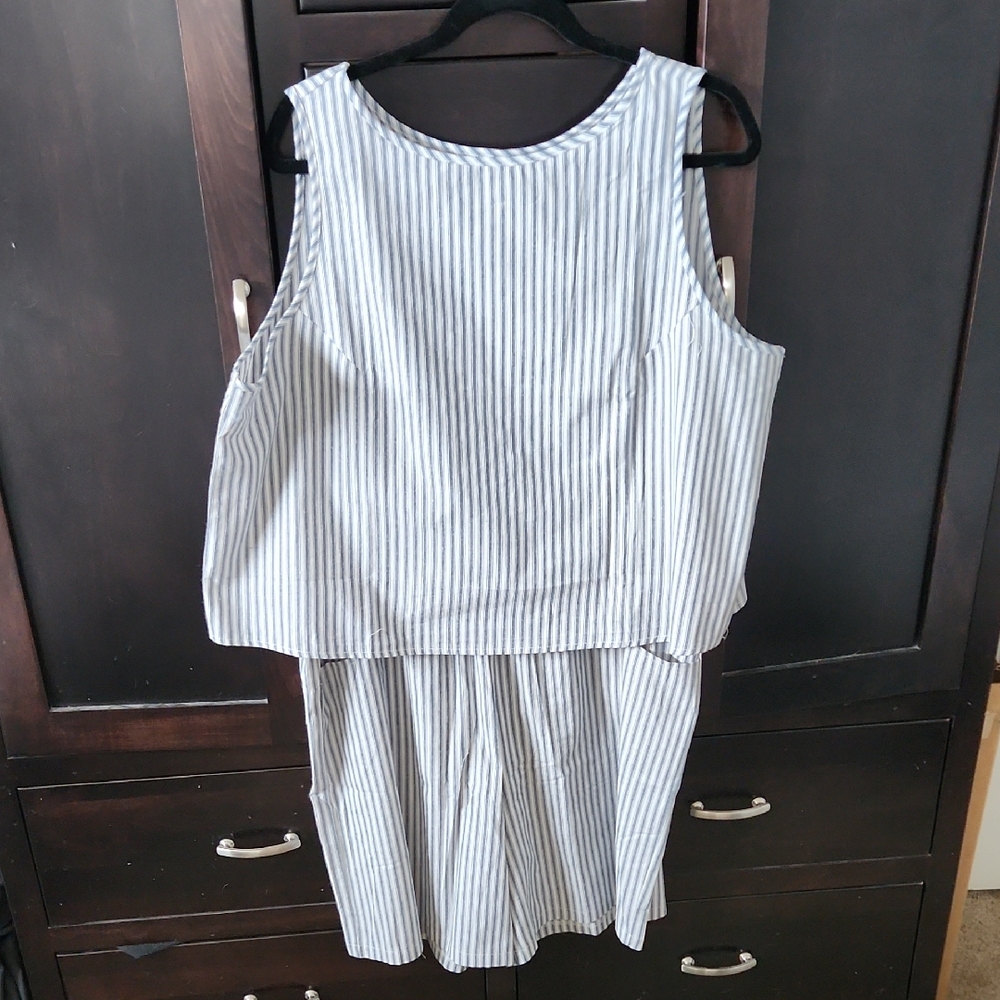 Striped Sleeveless Top and Shorts Set
